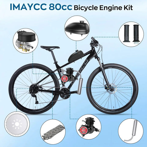 80cc Bicycle Engine Kit 2 Stroke Motorized Bike Conversion For 26 To 28 Inch Frames Easy DIY Install Puts Real Giddy Up Into Your Ride Black Finish Fits Most Standard Mountain And City Bikes