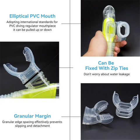 PVC Snorkel Mouthpiece Replacement For Regulators And Scuba Gear featuring comfort fit and granular edge for secure use.