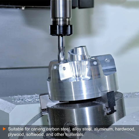 Ball Nose End Mill 2 Flute 0.023 Inch Diameter 1/8 Inch Shank Tungsten Carbide Uncoated CNC Router Bit working on metal piece