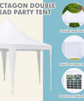 Heavy Duty Octagonal Party Tent 20x15ft with Six Removable Sidewalls, Church Windows, pull-back doors, outdoor view