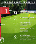 Portable Two Section Golf Flagstick For Backyard Practice with red 420D nylon flag on a 31.7-inch fiberglass pole.