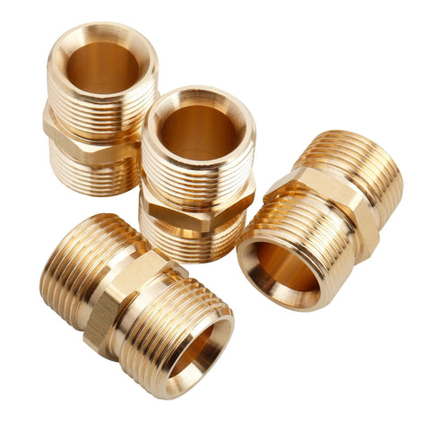 Yakamoz 4-pack brass pressure washer hose adapters with M22-14mm male couplers, heavy-duty leak-free fittings