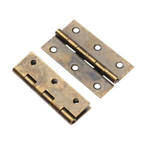 Beefy Concealed Hinges For Cabinets And Jewelry Boxes 2 Pack Antique Bronze Door Butt Hinges 50x28mm side view on white background
