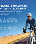 Cyclist using 2.8 Inch Color Touchscreen GPS Bike Computer With Smart Map Navigation And ReRoute Planning, WiFi Auto Sync, ANT Plus Bluetooth, Message Notifications, IPX7 Waterproof, And Indoor Training Support For Serious Rides on a sunny road.