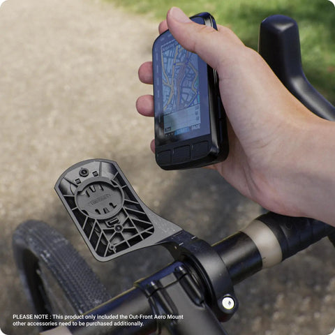 Cyclist holding GPS above Out Front Mount For Wahoo ELEMNT ROAM And Bolt 3 GPS Cycling Computer With Aerodynamic Front Bracket