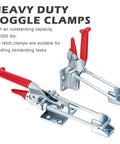 Two Pack 2000lb Heavy Duty Toggle Clamp Set, 7.87 Inch Self-Locking U-Bolt Latch in rugged cold rolled steel with red handles