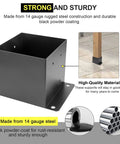 Heavy Duty 6x6 Post Base Brackets Four Pack for Decks and Pavilion Railings Built To Last 14 Gauge Steel With Black Powder Coat
