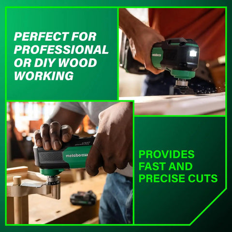 Cordless Oscillating Multi Tool For DIY Pros With 6 Speed Settings Low Vibration Design in use cutting wood