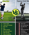 Comparison of 6x4 Ft Extra Large Golf Hitting Mat With Triple Turf Design vs typical golf mats, showing features and benefits.