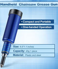 Three Pack Chainsaw Grease Gun Set, Preloaded Mini Grease Guns For Bars And Sprockets, Transparent Chamber Lets You See Grease Level, Easy Lubing, Reduces Wear, Improves Performance, Ready To Use, blue plastic and steel 6.5x1.1 inches