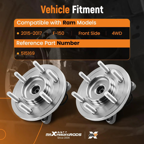 2 Pack Front Wheel Bearing Hub Assembly For Ford F-150 2015 2016 2017 2.7L 3.5L 5.0L Engines With ABS 6 Lug Fits 4WD Models