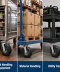 12 Inch Swivel Caster No Flat Pneumatic Wheel Precision Ball Bearings 500 Lb Heavy Lifter Capacity on utility carts and cargo equipment.