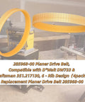 Four Pack Heavy Duty Six Rib Planer Drive Belt With Non Slip Grip And Rock Solid Build Killer Replacement For Dewalt Dw733 and Craftsman Thirteen Inch Jointer Oem Cross Reference 285968 00 displayed on a workbench.