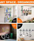 Heavy Duty Wall Mount Broom Holder And Mop Organizer Rack With Five Racks And Four Hooks Rustproof Stainless Steel Wall Storage