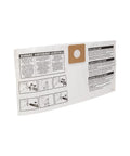 Heavy Duty Disposable Vacuum Filter Bags For 4 Gallon Tanks, Easy Snap In And Seal, instructions label side view