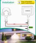 Installation diagram of 240 Degree Outdoor Motion Sensor With 60ft Detection Range, 3 Mode PIR Detector, Brown, UL Listed