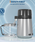 Top Shelf Countertop Water Distiller Full One Gallon Capacity Solid Stainless Steel Build With Glass Pitcher Straight Up Pure Desktop Unit