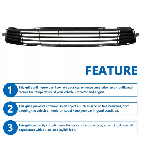 Front Bumper Lower Grille for 2011 2012 2013 Toyota Corolla, Direct Replacement, Primed Black ABS Plastic, Exact Fit