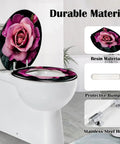 Toilet Seat Slow Close, Bathroom with rose design, round shape, resin material, adjustable stainless steel hinges.