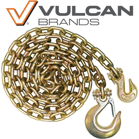 Binder Chain With Grab And Sling Hooks Grade 70 Standard Duty Three Eighths Inch By Eight Foot 6600 Pound Safe Working Load