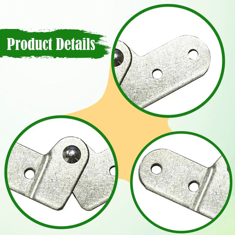 Close-up of Folding Hinge For Iron Tables And Doors, Reliable Heavy Duty Compact Support, screw holes visible, metal detail