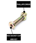 Heavy Duty Crib Hardware Replacement Kit M6 Barrel Nuts And Hex Socket Bolts With Wood Dowel Pins 70 Piece Set, close-up of hex socket cap bolt with Phillips drive.