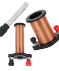 Hands On Electromagnetic Induction Coil Kit For Physics Class, Lightweight Portable PVC And Brass Coil For Easy Hands On Experiments In Middle And High School Science Labs, showing copper coiled components and connectors.