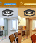 Two Light Flush Mount Ceiling Light Fixture For Farmhouse Industrial Vintage Style In Kitchen with bright and warm lighting