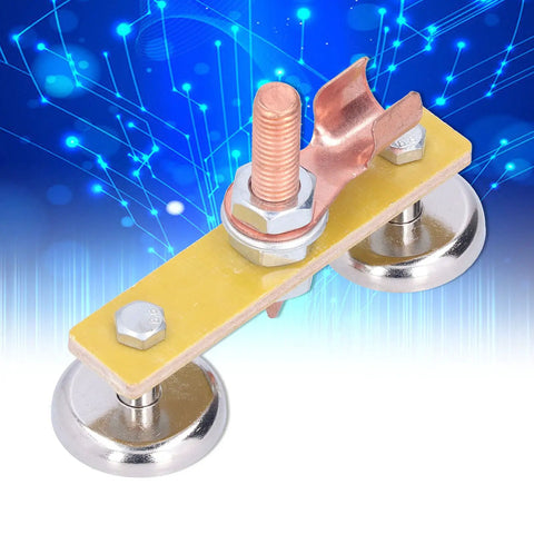 Heavy Duty Welding Ground Clamp Tools With Magnetic Base And Dual Strong Magnets For Secure Mechanical Maintenance close-up image showing clamp structure.