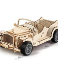 3D Wooden Puzzle Car Model Kit for Adults, Vintage Pull Back Car Build Set With 65 Parts, Easy 1 to 2 Hour Assembly, Classic Retro Auto Design for Hobbyists and Collectors, front view