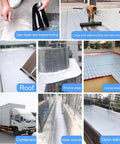 Heavy Duty Self Sealing Asphalt Tape With Thick Aluminum Foil Roof Wrap For Fast Bitumen Leak Repairs And Waterproof Gutter Seals That Bite Super Hard So You Can Knuckle Down On Home Jobs Hassle Free Everyday, shown in various applications on roofs and balconies.