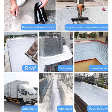 Heavy Duty Self Sealing Asphalt Repair Tape With Aluminum Foil Roof Protector Roll For Gutters And Surface Cracks Waterproof Bitumen Patch Sealant used in roof gap repair and waterproofing.