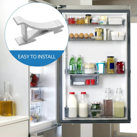 Open fridge with organized shelves and inset showing Heavy Duty Aluminum Refrigerator Shelf Clips And Freezer Shelf Hooks.