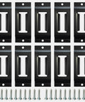 Heavy Duty 10 Pack E Track Tie Down Anchors Single Slot Anchor Points With Screws, black steel mounts for cargo.