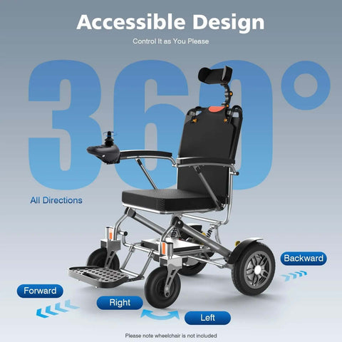 24V DC Wheelchair Joystick Controller with Brake, 360 Degree Free Steering for electric mobility wheelchairs in black