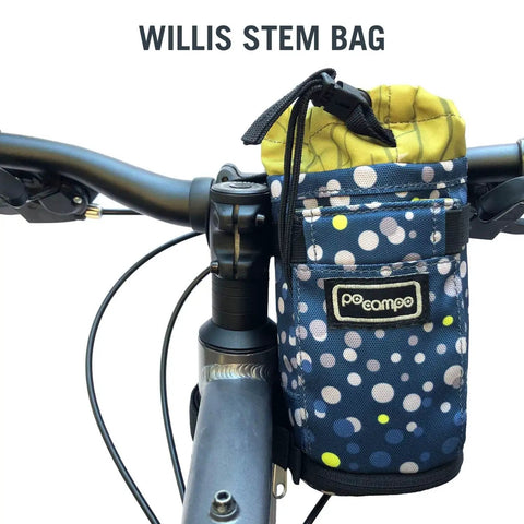 Willis Stem Bag For Bike Handlebar Quick Access Drawstring Pouch For Snacks Phone Water Bottle And Gear on bike handlebar