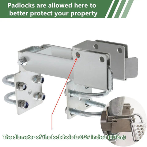 Double Gate Latch For Chain Link Fence 1 3 Eighth Inch Gate Frames, Strong Arm Design, Residential Grade With Padlock Holes