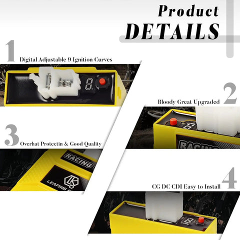 DC CDI Box High Performance Racing Part With Digital Adjustable 9 Ignition Curves for CG125 CG150 CG250, product details view