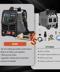 Comparison image showing 55 Amp Plasma Cutter With High Frequency Non Touch Pilot Arc, Digital Screen Display, DC Inverter And Dual Voltage 110 To 220V, Pro Grade Blowback Cutting Machine For Metal, CUT 55HFLED vs other models.
