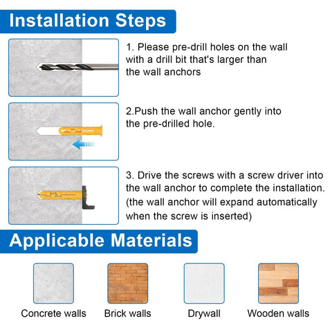 Drywall Anchors Kit With 170 Pieces For Secure Mounting Of Picture Frames Shelves And Curtain Rods installation steps and materials guide