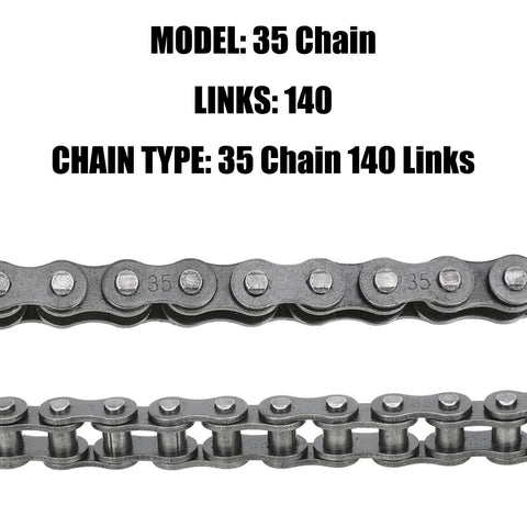 35 Chain 140 Links compatible with sprocket 35 Chain Rear Sprocket 40 Tooth for mini bikes close-up view
