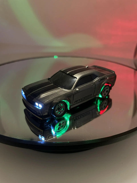 Shiny gray Mini RC Drift Car 1 To 64 Scale With LED Lights 4WD Pro Controls 2 Speed Modes Upgraded 2 4G Wireless Remote for kids and adults