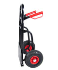 Heavy Duty Steel Hand Truck With Wheels Folding Utility Cart For Moving Furniture And Appliances Boxes And Warehouse Or Office Use Portable Dolly For Easy Transport And Back Saving Load Handling Workhorse, side view folded