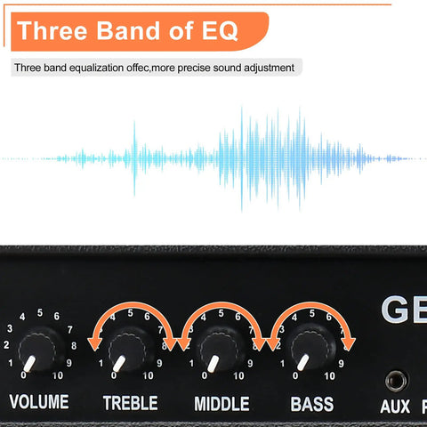 30W Bass Amp With Retractable Handle For Home Practice And Gig Ready Stage Performance, 8 Inch Speaker front EQ panel