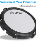 Close-up of a 6.5-inch pad from Electric Drum Set For Beginners With Kick Hammer Pedal, 4 Mesh Pads, 10 Inch Cymbals, 150 Sounds.