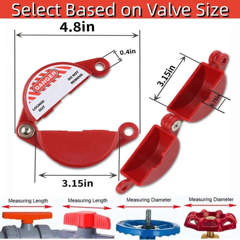 Workhorse Gate Valve Lockout Device with Outdoor Faucet Lock and Safety Padlock dimensions diagram