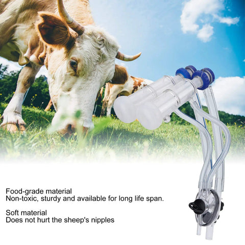 Goat And Sheep Milker Claw Kit With Teat Cups And Milking Cluster For Mobile Handheld Milking System beside grazing cow