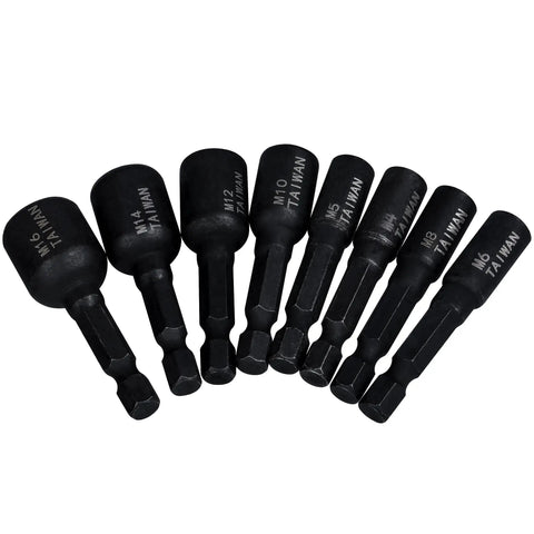 8 Piece M4 To M16 Screw Tap Socket Set With One Quarter Inch Hex Shank Quick Change Machine Tap Holder For Impact Driver