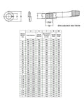 Engineering drawing and size chart for 1/2 in x 0.869 in OD split lock washer, 304 stainless steel, 25-piece set
