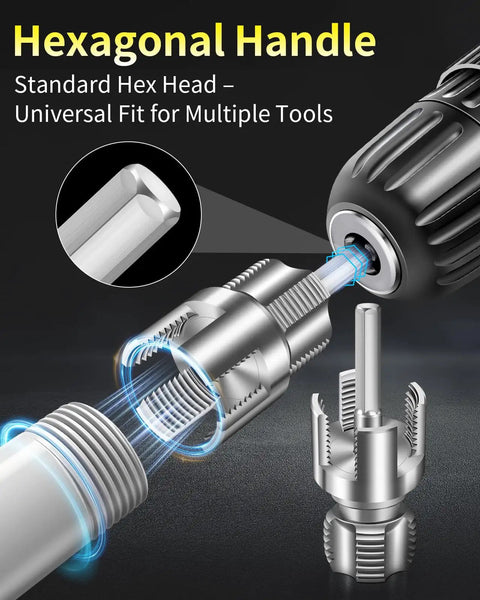Dual Function PVC Pipe Threading Tool For Internal And External Threads With One Half Inch And Three Quarter Inch Dies Electric Drill Compatible